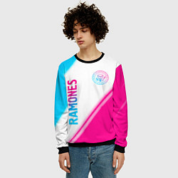 Свитшот мужской Ramones neon gradient style вертикально, цвет: 3D-черный — фото 2