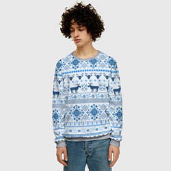 Свитшот мужской Blue sweater with reindeer, цвет: 3D-меланж — фото 2