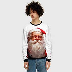 Свитшот мужской Добрый Санта - мазки краски, цвет: 3D-черный — фото 2
