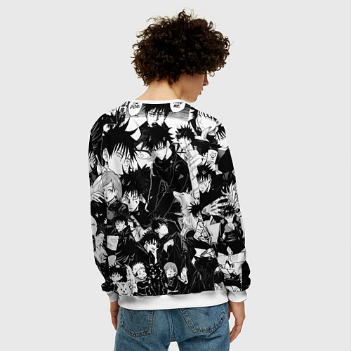 Мужской свитшот Мэгуми Фушигуро - Магическая битва / 3D-Белый – фото 4