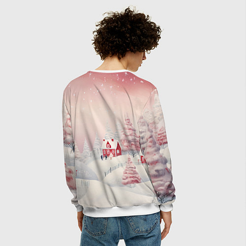 Мужской свитшот Снежное сияние ночи / 3D-Белый – фото 4