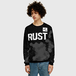 Свитшот мужской Rust glitch на темном фоне посередине, цвет: 3D-черный — фото 2