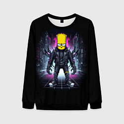 Свитшот мужской Cool Bart Simpson - cyberpunk - ai art, цвет: 3D-черный