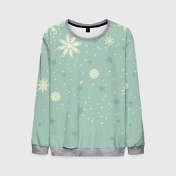 Свитшот мужской Снежинки и звезды на матно зеленем, цвет: 3D-меланж