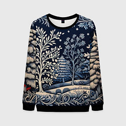 Свитшот мужской Ледяные узоры нового года, цвет: 3D-черный
