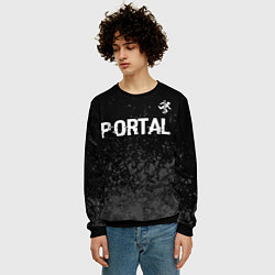 Свитшот мужской Portal glitch на темном фоне посередине, цвет: 3D-черный — фото 2