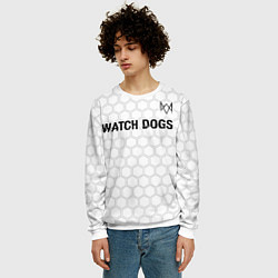 Свитшот мужской Watch Dogs glitch на светлом фоне посередине, цвет: 3D-белый — фото 2