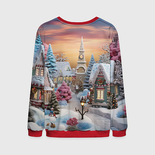 Мужской свитшот Праздник в заснеженном лесу / 3D-Красный – фото 2