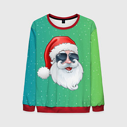 Свитшот мужской Дед Мороз в очках, цвет: 3D-красный