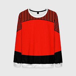 Свитшот мужской Оранжево черный комбинированный узор в полоску, цвет: 3D-белый