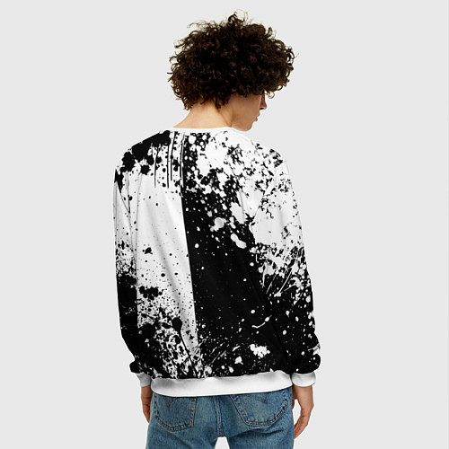 Мужской свитшот Ведьмак - знаки и брызги / 3D-Белый – фото 4