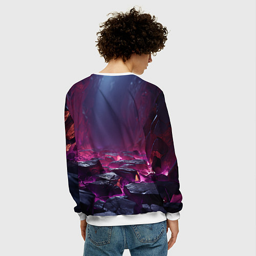 Мужской свитшот Абстрактные фрагменты / 3D-Белый – фото 4