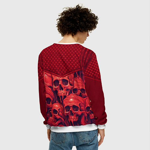 Мужской свитшот Расплавленные красные черепа / 3D-Белый – фото 4