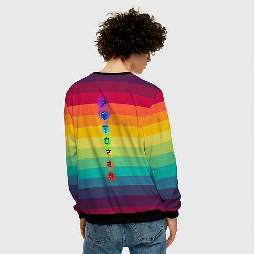 Мужской свитшот Символ кундалини йоги - чакры исцеления / 3D-Черный – фото 4