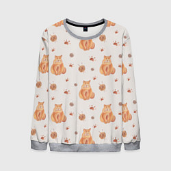 Свитшот мужской Паттерн - пухлый кот, цвет: 3D-меланж