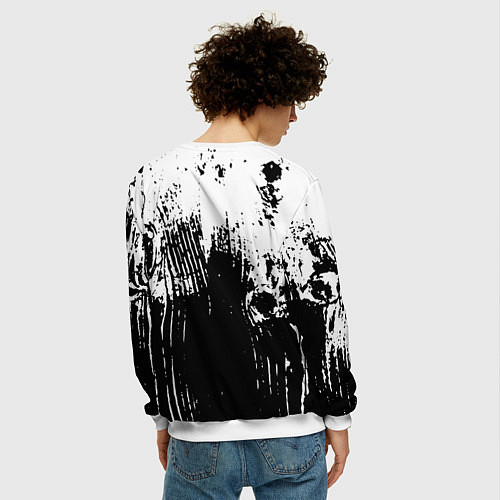Мужской свитшот Черно-белая абстракция гранж / 3D-Белый – фото 4