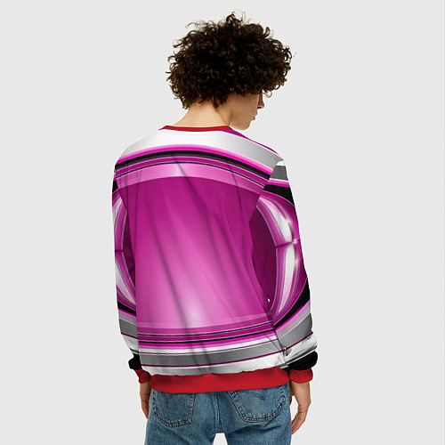 Мужской свитшот Розовый выпуклый фон / 3D-Красный – фото 4