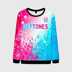 Свитшот мужской Deftones neon gradient style посередине, цвет: 3D-черный
