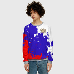 Свитшот мужской Российский герб на триколоре, цвет: 3D-меланж — фото 2