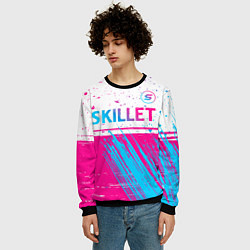 Свитшот мужской Skillet neon gradient style посередине, цвет: 3D-черный — фото 2