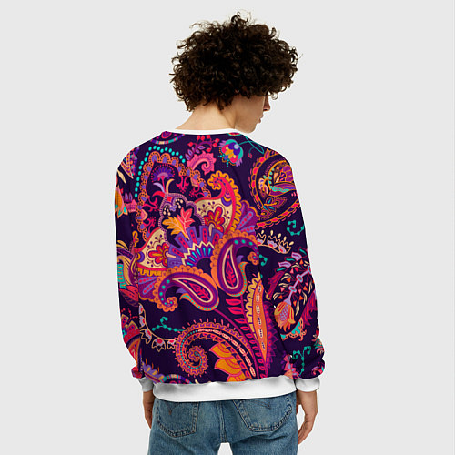 Мужской свитшот Индийские этнические узоры / 3D-Белый – фото 4