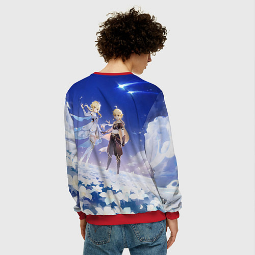 Мужской свитшот Genshin Impact Итэр Люмин / 3D-Красный – фото 4