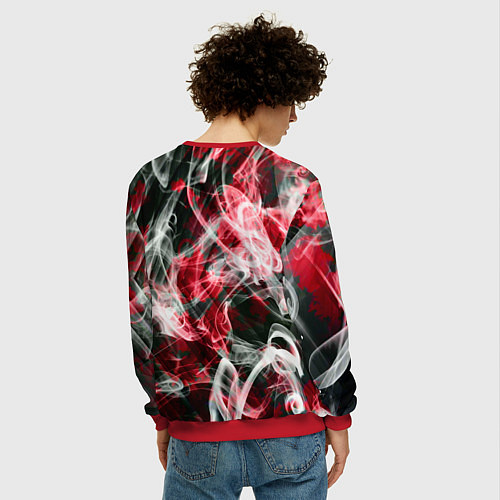 Мужской свитшот Серые узоры дым / 3D-Красный – фото 4