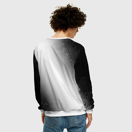 Мужской свитшот Avril Lavigne glitch на светлом фоне посередине / 3D-Белый – фото 4