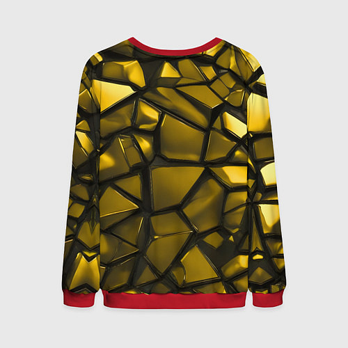 Мужской свитшот Золотые хромированные осколки / 3D-Красный – фото 2