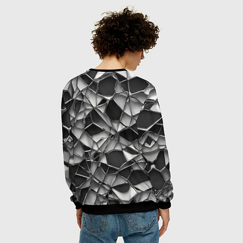 Мужской свитшот Чёрно-белая сетка / 3D-Черный – фото 4
