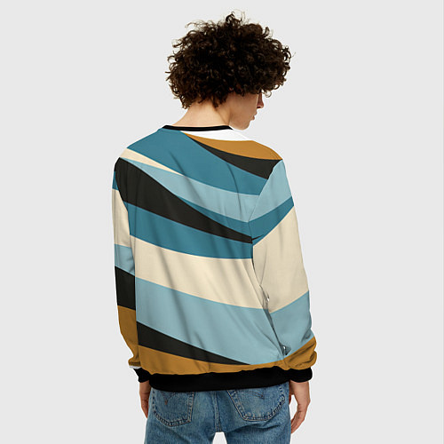 Мужской свитшот Полосы ретро цветов / 3D-Черный – фото 4