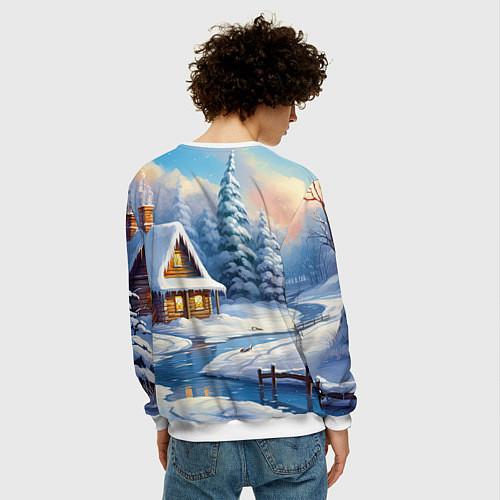 Мужской свитшот Крошечный дракон зимы 2024 / 3D-Белый – фото 4