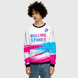 Свитшот мужской Rolling Stones neon gradient style посередине, цвет: 3D-черный — фото 2