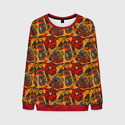 Свитшот мужской Цветочное разноцветье, цвет: 3D-красный