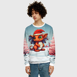 Свитшот мужской Символ нового 2024 года дракон, цвет: 3D-белый — фото 2