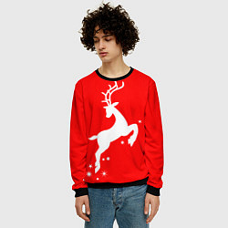 Свитшот мужской Рождественский олень Red and white, цвет: 3D-черный — фото 2