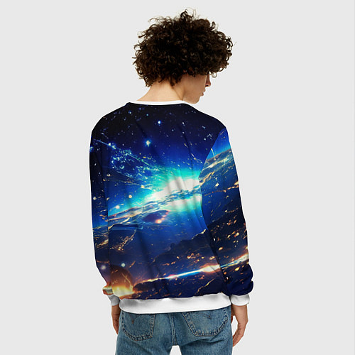 Мужской свитшот Млечный путь - глубокий космос / 3D-Белый – фото 4