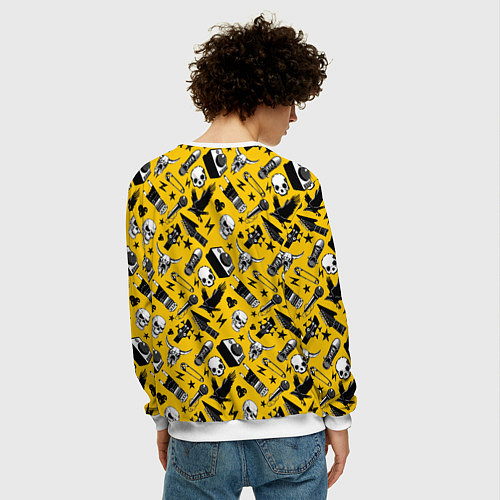 Мужской свитшот Музыкальный рокенрольный узор / 3D-Белый – фото 4