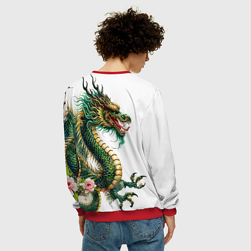 Мужской свитшот Японский дракон - ирезуми искусство / 3D-Красный – фото 4