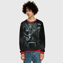 Свитшот мужской Скелет музыкант король метала на троне, цвет: 3D-красный — фото 2