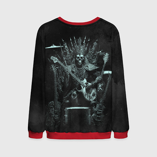 Мужской свитшот Скелет музыкант король метала на троне / 3D-Красный – фото 2