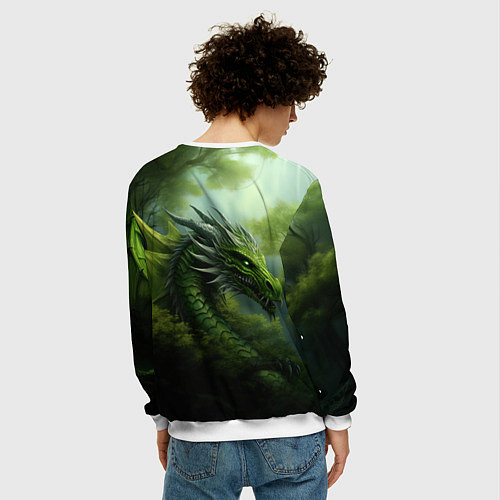 Мужской свитшот Зеленый фэнтази дракон 2024 / 3D-Белый – фото 4