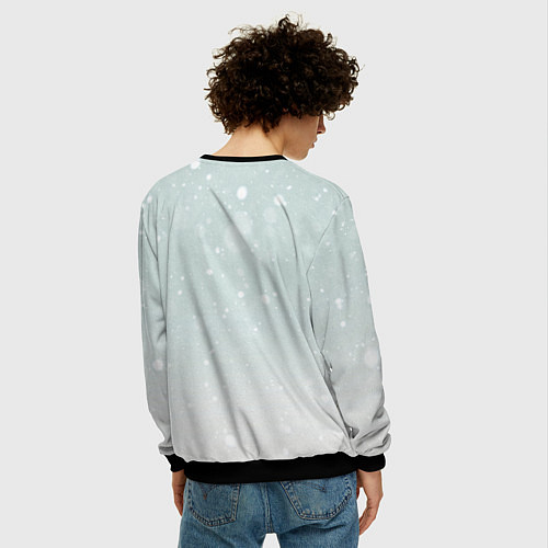 Мужской свитшот Дракон у наряженной ёлки и заяц беляк / 3D-Черный – фото 4