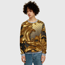 Свитшот мужской Золотая текстура и абстракции, цвет: 3D-меланж — фото 2