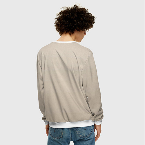 Мужской свитшот Новогодняя ель акварелью на холсте / 3D-Белый – фото 4