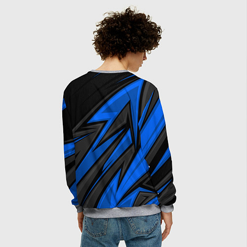 Мужской свитшот Honda motors - синяя спортивная абстракция / 3D-Меланж – фото 4