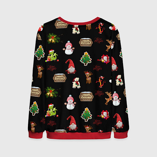 Мужской свитшот Много новогодних игрушек / 3D-Красный – фото 2