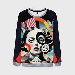 Мужской свитшот Женщина и животные винтажный коллаж