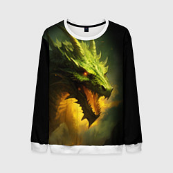 Свитшот мужской Злой зеленый дракон 2024, цвет: 3D-белый