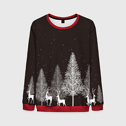 Свитшот мужской Олени в лесу, цвет: 3D-красный